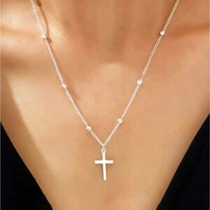 Elegant Silver Cross Necklace NWOT